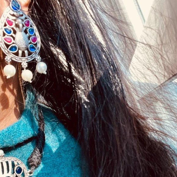 ❤️Tribal Vintage inspired Ethnic Motif Choker Necklace, Kuchi Pink and Blue💕 - Picture 2 of 4